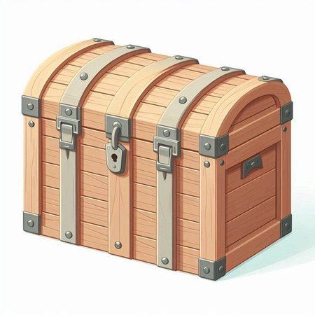 Treasure chest isolated on white background. Vector illustration. Eps 10.