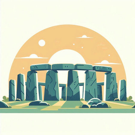 Stonehenge in england, vintage style, vector illustration.のイラスト素材