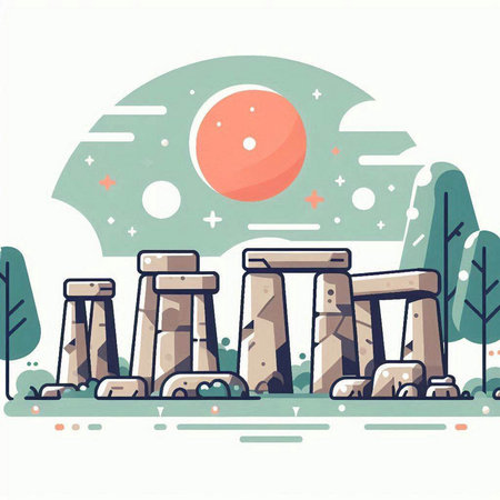 Stonehenge flat vector illustration. Stonehenge flat vector illustrationのイラスト素材
