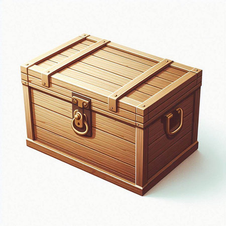 Wooden chest on a white background. 3D illustration. Vintage style.のイラスト素材