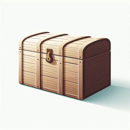 Wooden chest isolated on a white background. 3d rendering.のイラスト素材