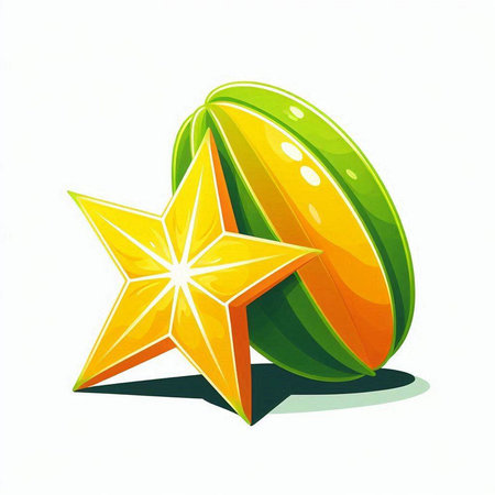 Illustration of a starfruit on a white background. Vector illustration.のイラスト素材