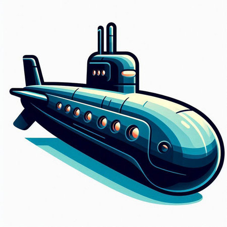 Submarine on a white background. Vector illustration of a submarine.のイラスト素材