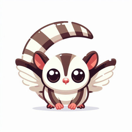 Cute cartoon raccoon with wings. Vector illustration on white background.のイラスト素材