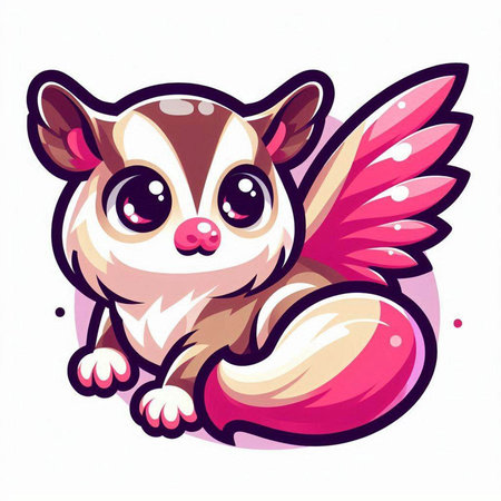 Cute cartoon squirrel with wings isolated on white background. Vector illustration.のイラスト素材