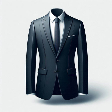 Black suit with necktie on a white background. 3d renderingのイラスト素材