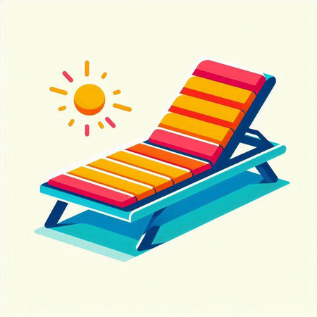 Illustration of a deck chair on a white background - 3d renderのイラスト素材