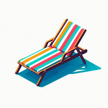 Beach chair on white background. Isometric view. Vector illustration.のイラスト素材