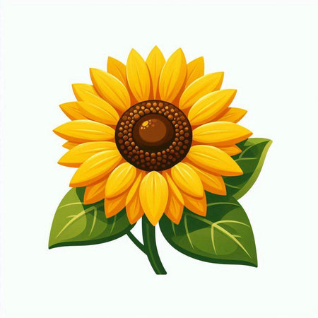 Sunflower on a white background. Vector illustration in cartoon style.のイラスト素材