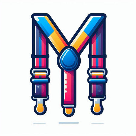 Letter M vector illustration. Colorful font. Lettering design.のイラスト素材