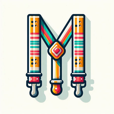 Colorful letter M with ethnic indian ornaments. Vector illustration.のイラスト素材