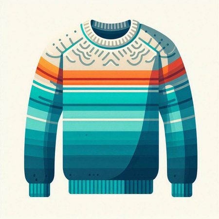 Vector illustration of a sweater with a striped pattern. Flat style.のイラスト素材