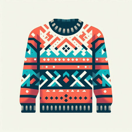 Vector illustration of a sweater with tribal ornaments in retro style
