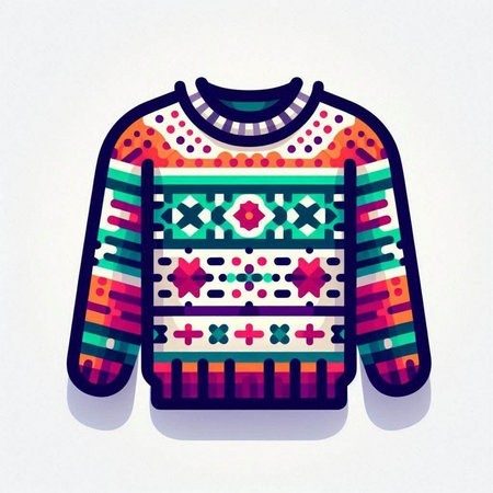 Knitted sweater with ornament on a white background. Vector illustration.のイラスト素材
