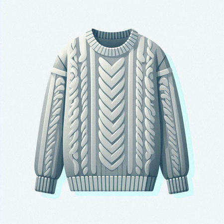 Winter knitted sweater on a white background. 3d render.