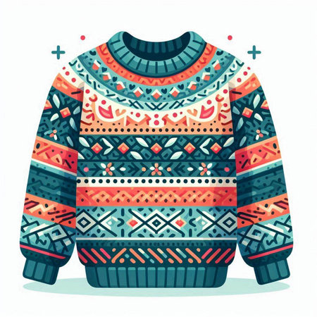Vector illustration of a sweater with a pattern in the style of boho.
