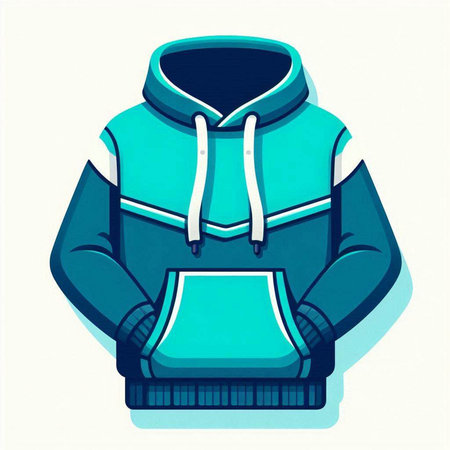 Sportswear. Vector illustration of a blue hoodie with a hood.のイラスト素材