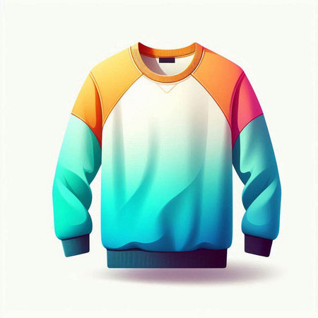Illustration of a blue and orange sweater isolated on a white background