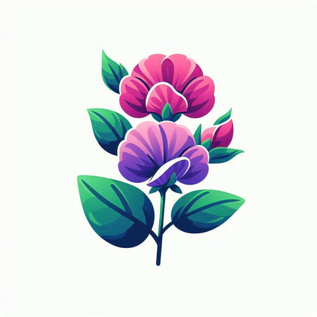 Pink and purple flowers isolated on a white background. Vector illustration.のイラスト素材