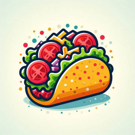 Taco icon. Vector illustration of mexican fast food.のイラスト素材