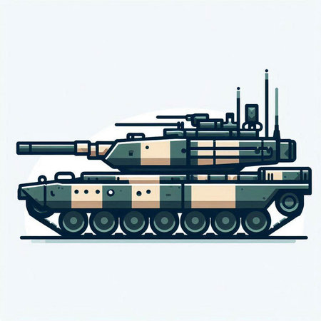 Military tank isolated on a white background. Vector illustration in cartoon style.のイラスト素材