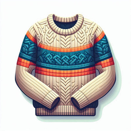 Knitted woolen sweater. Vector illustration on a white background.のイラスト素材