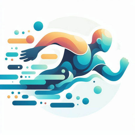 Silhouette of a swimmer in motion. Vector illustration.のイラスト素材