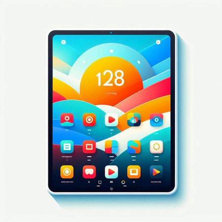 Modern Touchscreen Phone with Colorful Abstract Background, Vector Illustrationのイラスト素材