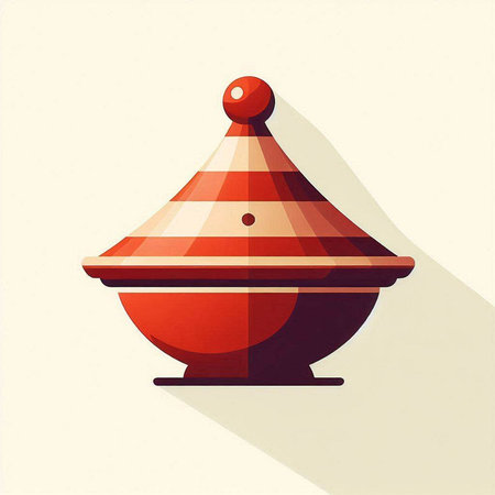 Vector illustration of a red and orange striped sugar bowl with shadow.
