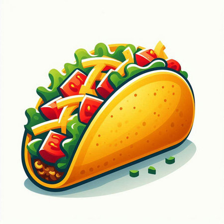 Illustration of a mexican taco isolated on a white background