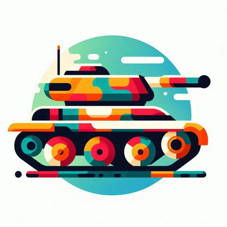 Retro tank. Vector illustration in a flat style on a white background.のイラスト素材