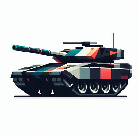 Vector illustration of a tank on a white background. Colorful vector illustration.のイラスト素材