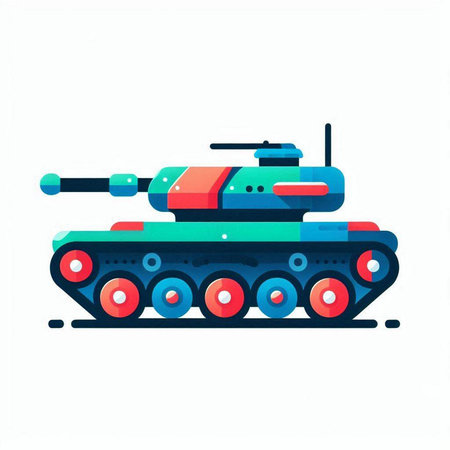 Military tank isolated on a white background. Vector illustration. EPS 10