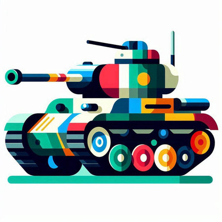 Military tank vector illustration in flat style with space for your text.のイラスト素材