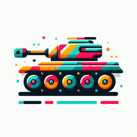 Vector illustration of modern tank on white background. Colorful flat style.のイラスト素材