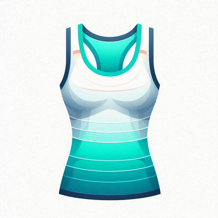 Blue sleeveless t-shirt on a white background. Vector illustrationのイラスト素材