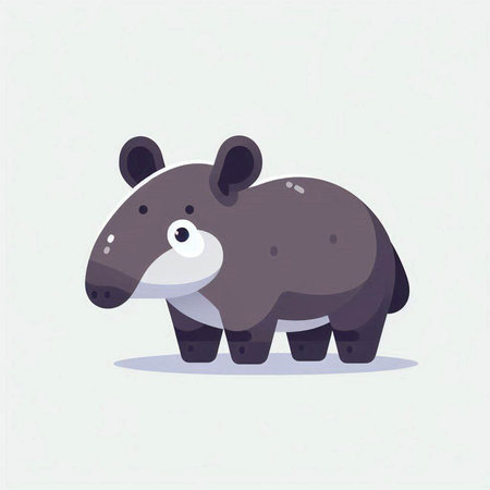 Cartoon cute little tapir. Vector illustration of a wild animal.のイラスト素材