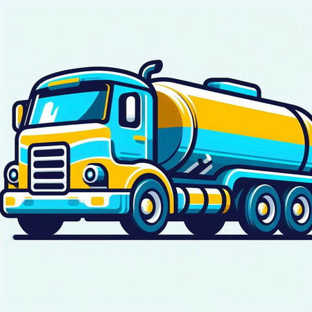 Truck with oil tank. Vector illustration of a tanker truck.のイラスト素材