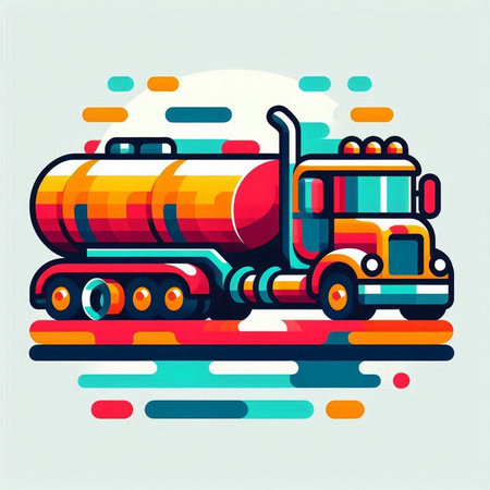Tanker truck vector icon, transportation and logistic illustration. Colorful flat design for web and print.のイラスト素材