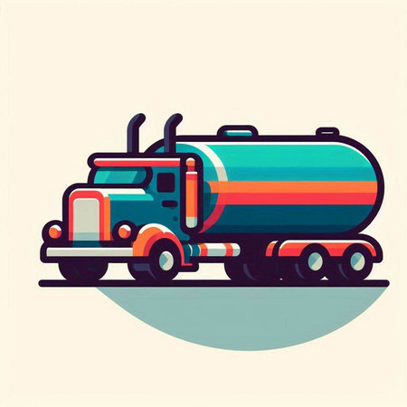 Tanker truck. Oil tanker. Vector illustration in flat style.