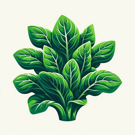 Illustration of a green spinach plant isolated on a white background.のイラスト素材