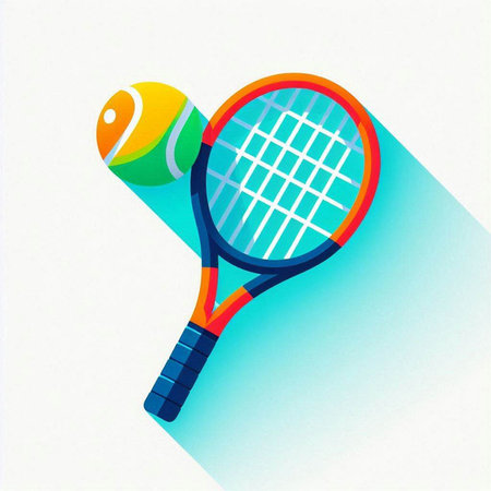 Tennis racket and ball on a white background. Vector illustration.のイラスト素材