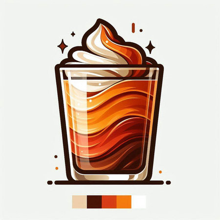 Coffee with whipped cream in a glass. Vector illustration.のイラスト素材