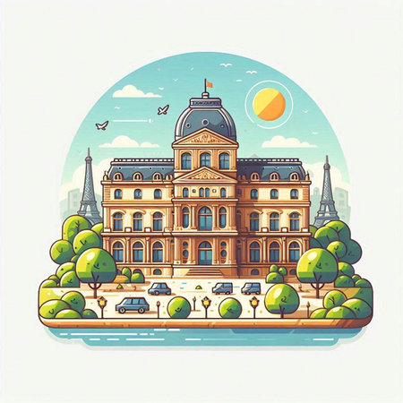 Vienna, Austria - Landmark of the city. Vintage style illustration.のイラスト素材