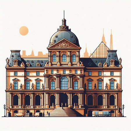 Building in the city park. Vector illustration in a flat style.のイラスト素材