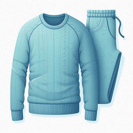 Blue sweater isolated on white background. Clipping path included. 3D illustrationのイラスト素材