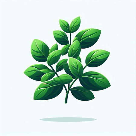 Green leaves isolated on white background. Vector illustration. Eps 10.のイラスト素材