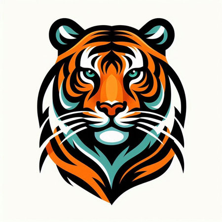 Tiger head mascot isolated on the white background. Vector illustration.のイラスト素材