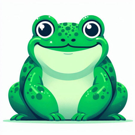 Cute cartoon frog isolated on a white background. Vector illustration.のイラスト素材