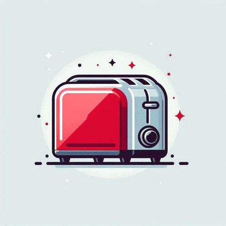 Illustration of a toaster on a light background. Vector illustrationのイラスト素材